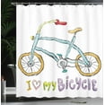 thumbnail image 4 of Ambesonne Cartoon Shower Curtain, Bicycle Love Words, 69"Wx84"L, Multicolor, 4 of 5