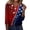 Wine, variant on Women's Patriotic Star Print 250th Anniversary USA Shirt V-Neck Button 3/4 Sleeve T-Shirt