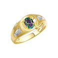 thumbnail image 4 of RYLOS Men's Rings Yellow Gold Plated Silver Rings Classic Designer Style 8X6MM Gemstone & Diamond Ring Alexandrite June Birthstone Rings For Men  Size 9, 4 of 8