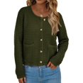 thumbnail image 3 of Suéter PRETTYGARDEN Cardigan de Punto con Botones Verde Ejército Talla M, 3 of 8