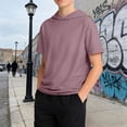 thumbnail image 6 of YunPes Boys Short Sleeve Hoodie,Youth Athletic Workout Pullover,Kids Sports Soccer Baseball Lightweight Hooded T-Shirt for Teen Girl, 6 of 9