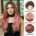 thumbnail image 6 of Pink Wig Long Curly Ombre Pink Wig with Bangs Heat Resistant Synethetic Fiber Wig, 6 of 7
