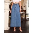 thumbnail image 6 of White Raw Hem Denim Maxi Skirt High Waist Straight Cut Casual, 6 of 21