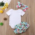 thumbnail image 3 of Diconna Girl's 3Pcs Romper Set, Triangle Tops with Flower Shorts and Headband, 3 of 7