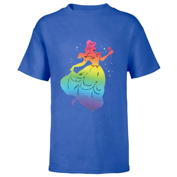 Disney Princess Belle Rainbow Gradient Beauty and the Beast- Short Sleeve T-Shirt for Kids - Customized-Royal