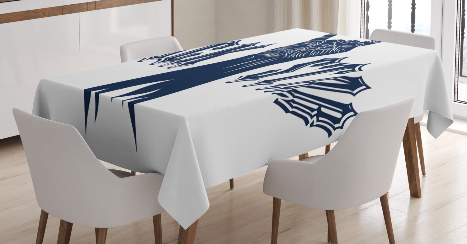 Contemporary Geometric Zigzag Pattern 60 X 84 Beige Purpleblue Rectangle Satin Table Cover Accent for Dining Room and Kitchen Ambesonne Abstract Tablecloth 