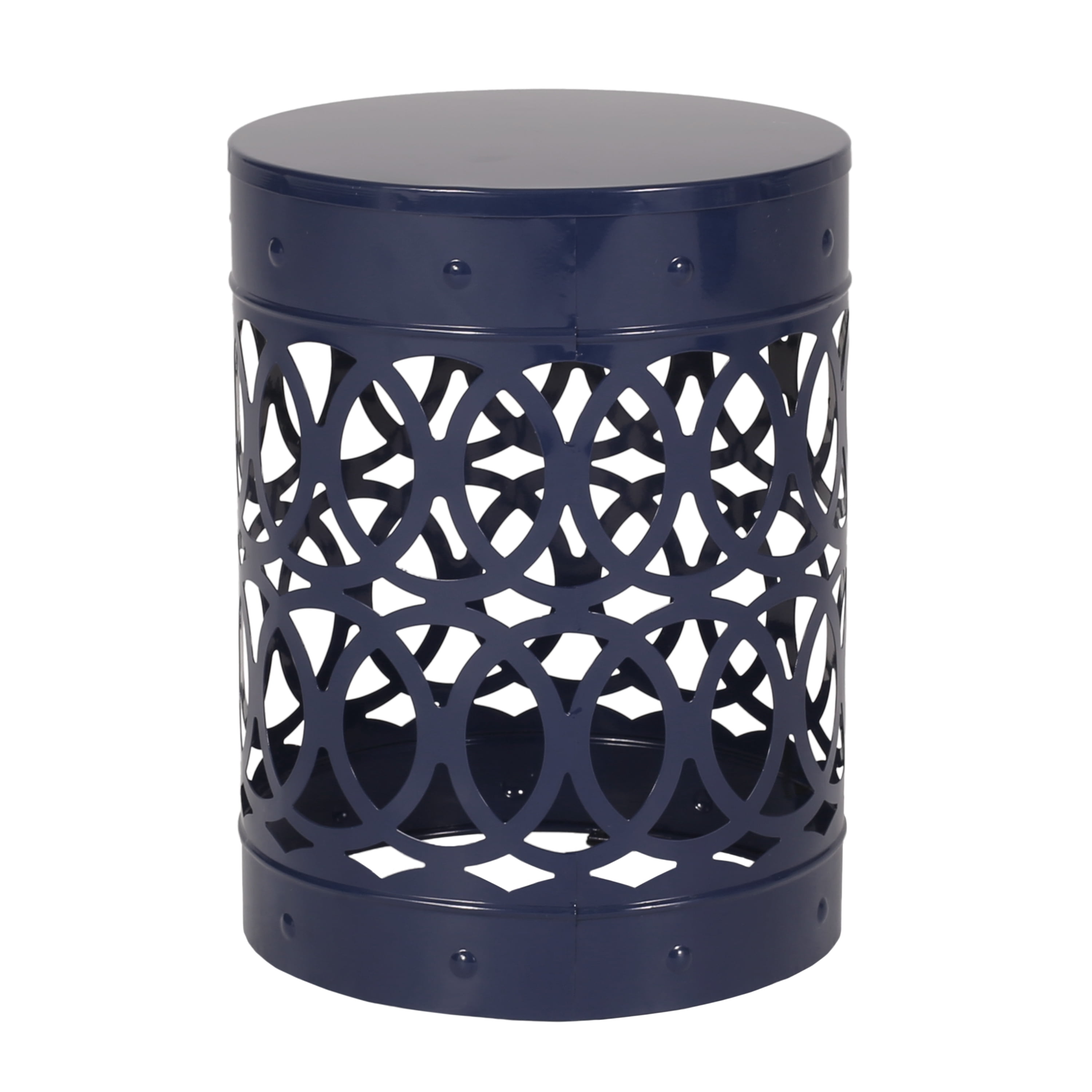 Leumius Outdoor Metal End Table All-Metal End Table Modern Accent Table for Patio/Outdoor,13.75" x 13.75" x 18",Navy Blue