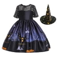 thumbnail image 3 of Chica Disfraz de Halloween Vestido Cosplay Disfraces Calabaza Impreso con sombreros de Vestidos para pequeños para Carnaval Disfraces Fiesta de cumpleaños Altura 130cm Macarena vestidos de niñas, 3 of 7