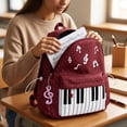 thumbnail image 5 of Piano Backpack for Teen Girls, Music Keyboard Printed School Bookbag with Laptop Slot, Lightweight Backpack for Campus Commute Travel (White), 5 of 5