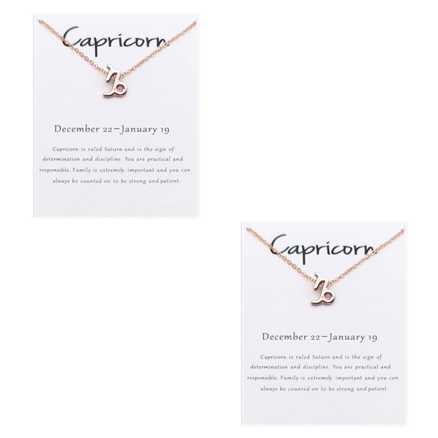 Sonducket Doce signos del zodiaco constelaciones tema símbolo único amistad collar elegante exquisito colgante oro rosa Capricornio Capricornio 2Conjunto