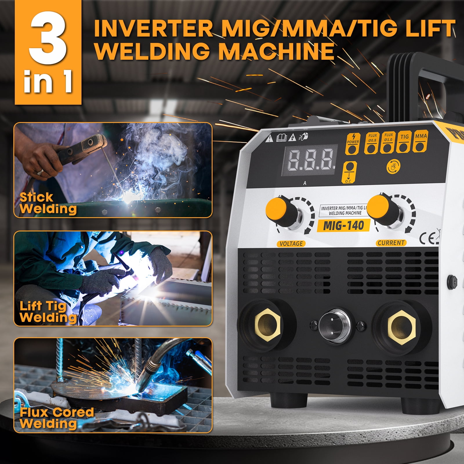 VERVEWAVE, 3-in-1 Multi-Process MIG Welder, 135A, Portable DC