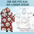 thumbnail image 4 of Oversized Wearable Blanket Hoodie,Red Baseballs Pattern Sherpa Blanket Hoodie with Super Pockets,Super Warm Fuzzy Pullover for Women & Men, 4 of 6