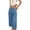 Dark Blue, variant on Women's Pleated Wide Leg Jeans Mid Rise Elastic Waist Cropped Casual Baggy Denim Pants with Pockets Beige L