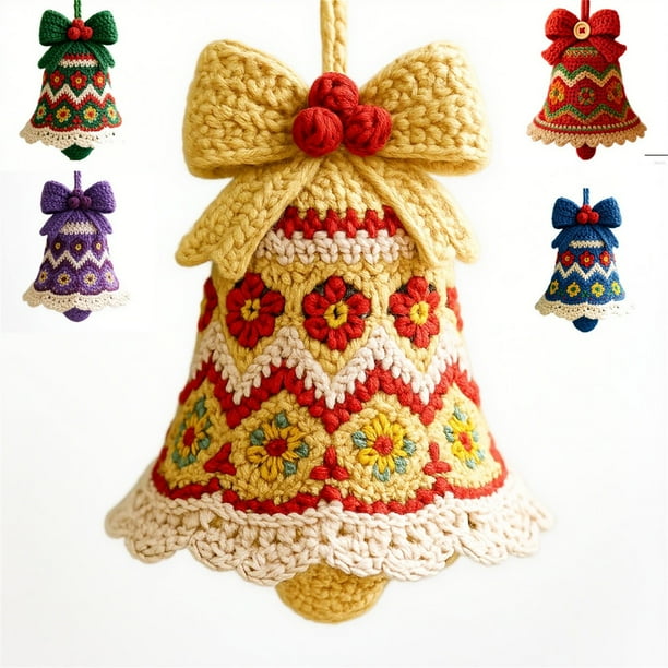 Kit de adornos de Papá Noel tejidos | Set de decoración navideña hecho a mano y hecho a mano Proyecto de manualidades para principiantes | Hilo rojo festivo, decoración navideña única | Regalo para