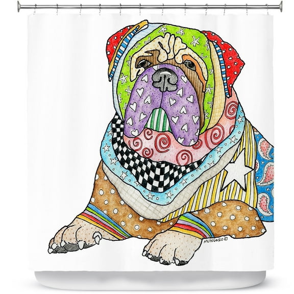 Shower Curtains 70" x 93" from DiaNoche Designs by Marley Ungaro - Bull Mastiff Dog White