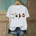 thumbnail image 2 of zaveiop Women's Halloween Graphic T-Shirt with Adorable Cat & Ghost Prints Short Sleeve Casual Tees for Festival (White, XL), 2 of 4