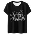 thumbnail image 2 of Christmas Shirts for Women Short Sleeve Crewneck Casual Merry Christmas Graphic T Shirts Xmas Holiday Tops, 2 of 3