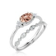 thumbnail image 3 of Gorgeous Art nouvea 1.90 Ct Oval Cut Morganite And Diamond Moissanite Affordable Engagement Ring, Dainty Morganite Wedding Ring, One Matching Band in 10k Solid White Gold Gift For Her, Promise Ring, 3 of 3