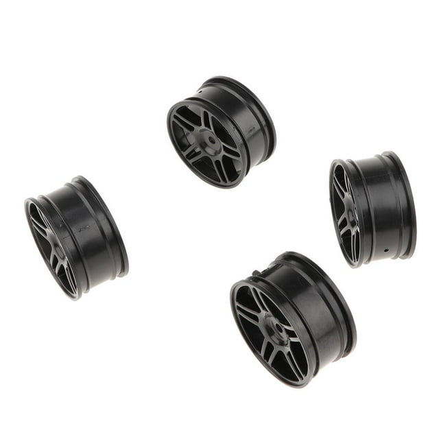 4 llantas de 52 mm (2,05 pulgadas) para coches de carreras escala 1:10, color negro