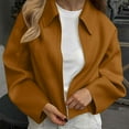 thumbnail image 4 of Womens Cropped Pea Coats Casual Fashion Button down Short Jackets Fall Trendy Zip up Outerwear with Pockets New Women's Oversized Casual Jackets Coffee S, 4 of 9