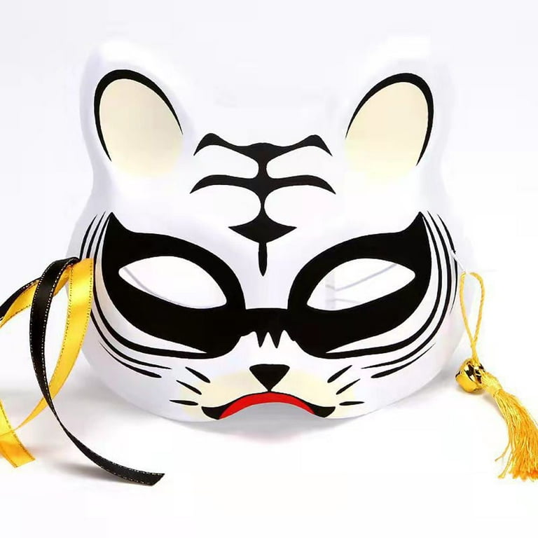 Japanese Cat Mask - Black and Red