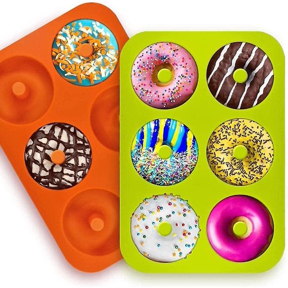 Silicone Donut Molds, Donut Shape Silicone Case,2 Pack Donut Silicone Mold, Non-stick Donut Silicone Baking Pan For Cakes, Cookies, Bagels, Muffins