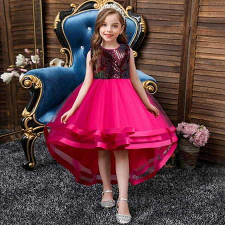 

Juebong Kids Girls Dresses Savings Kids Dress Girls Sleeveless Princess Dress Bow Tie Lace Flowers Mesh Dress Tufted Dress