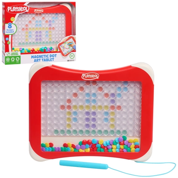 Playskool Magnetic Dot Art Tablet, Curious Creators Learning Toy, Mess-Free Magnetic Art Dots Drawing Tablet with Stylus, Ages 3