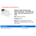thumbnail image 2 of Radiator Coolant Overflow Tank Reservoir with Cap - Compatible with 2000 - 2007 Ford Taurus 3.0L V6 12-Valve 2001 2002 2003 2004 2005 2006, 2 of 2
