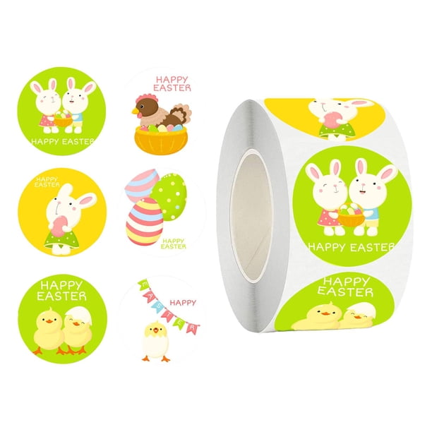 500x pegatinas redondas de feliz Pascua, pegatinas para sobres, papelería para álbum de recortes, etiqueta hecha a mano DIY para fiesta, boda, regalo, estilo B Macarena Pegatinas de Pascua