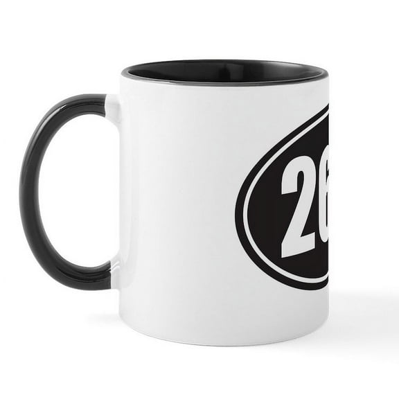 CafePress - 26.2 Black Oval Mug - 11 oz Ceramic Mug - Novelty Coffee Tea Cup