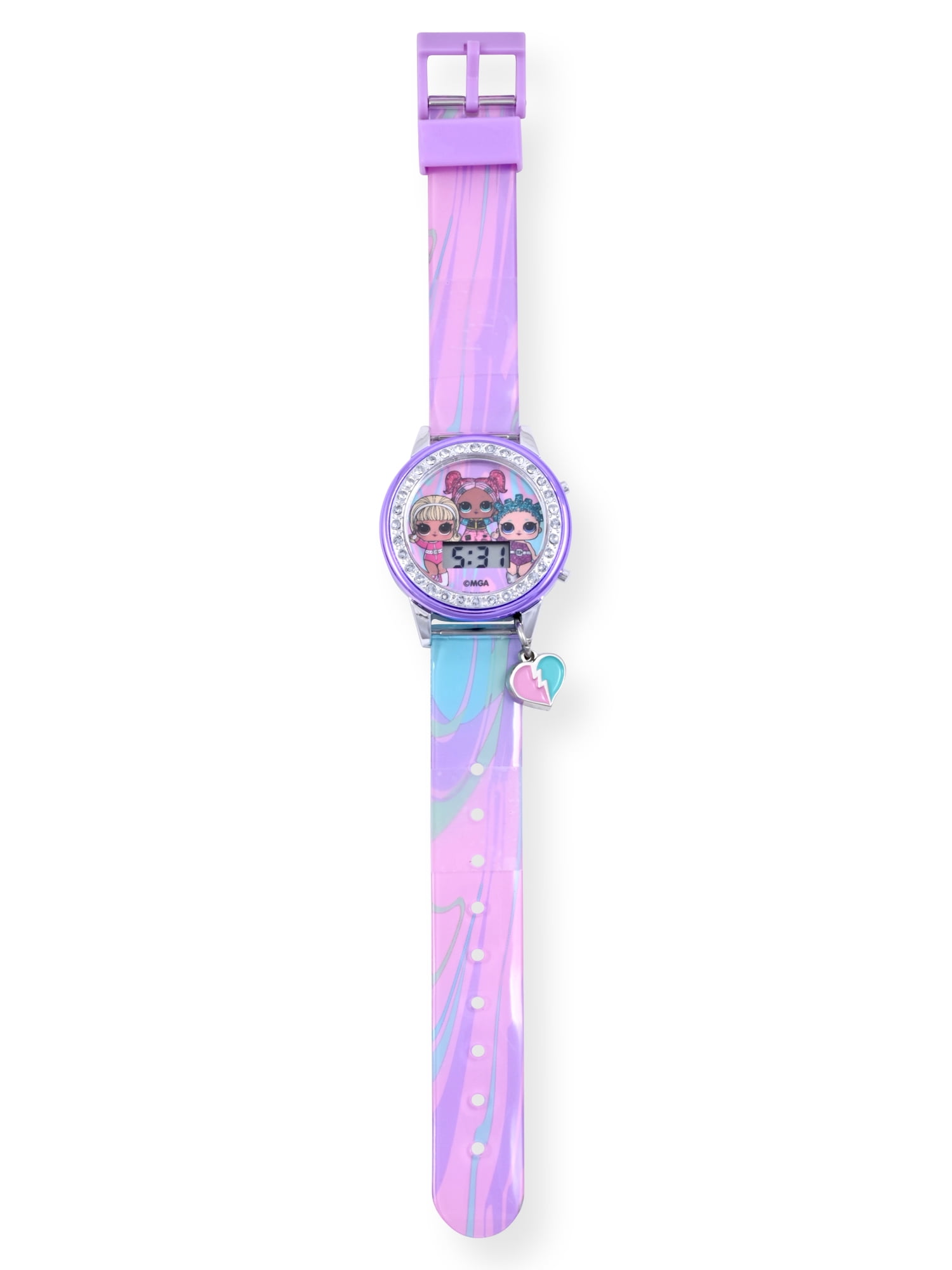 MGM Entertainment LOL Surprise! Girl's Flashing LCD Ombre Silicone Watch & Matching Bracelets 3 Piece Set