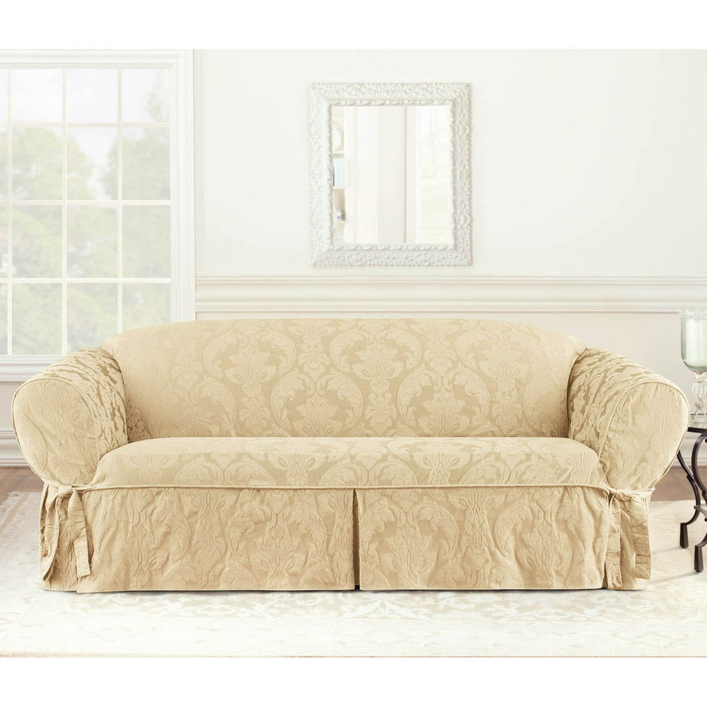 Sure Fit Matelasse Damask Sofa Slipcover, Tan