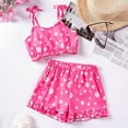 thumbnail image 2 of Utlike Girls 2 Pcs Outfits Set 2 Piece Summer Outfits Sweet Floral Print Crop Top And Ruffle Shorts Clothing Set Children Shorts Set Size 5 Years-6 Years, 2 of 9