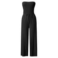 thumbnail image 4 of Women's Elegant Ruffle Lace Sleeveless Jumpsuit with Front Tie Detail and Medium Straight Leg Trousers, 4 of 5