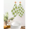 thumbnail image 2 of Green Plaid Kitchen Dish Towels for Drying Dishes Set of 2, Gradient Geometric Buffalo White Checkered Waffle Weave Microfiber Hand Tea Bathroom Towels Quick Dry & Absorbent Towel 12x12, 2 of 7
