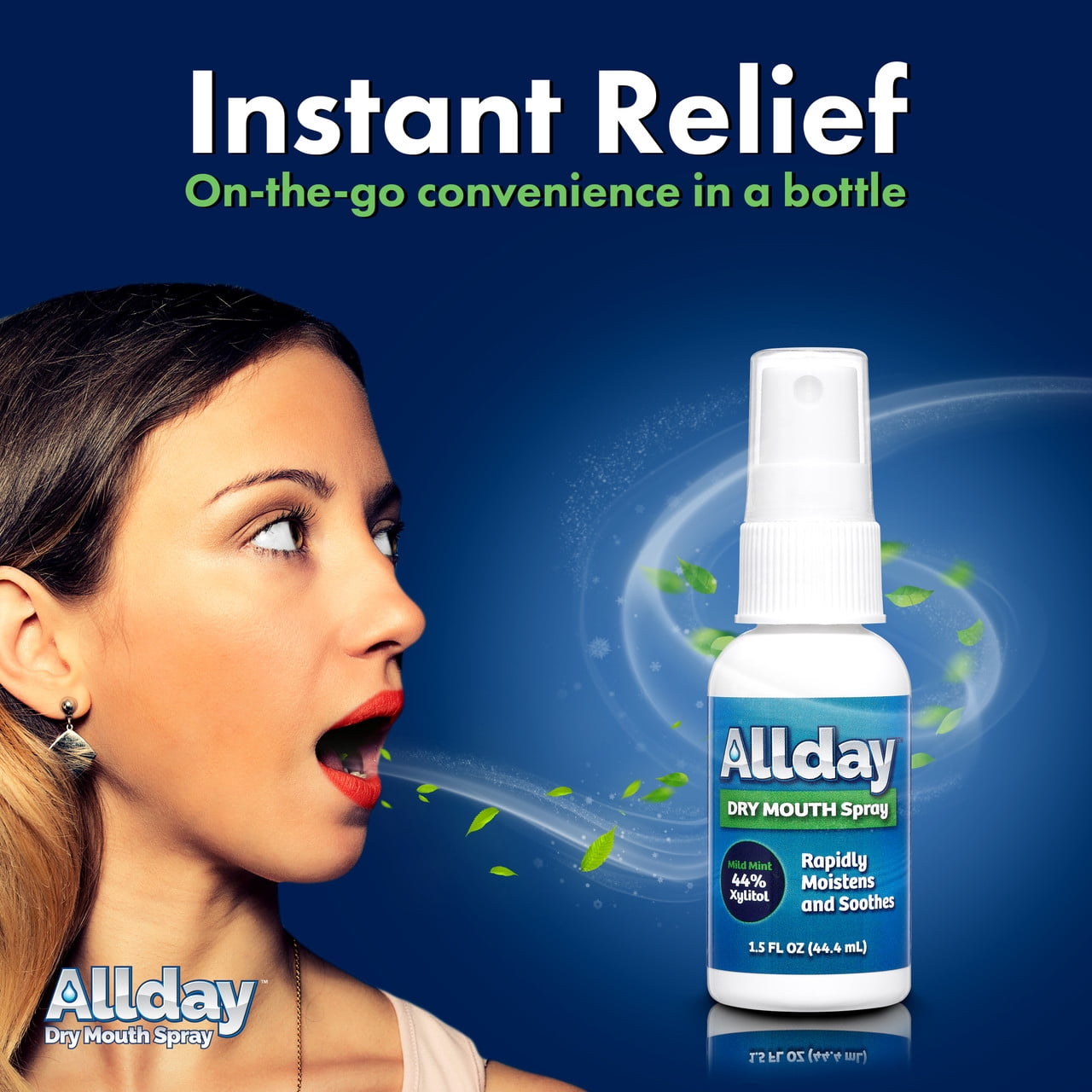 Allday® Dry Mouth Spray - Maximum Strength Xylitol, Fast Acting, Non-Acidic (1.5oz - Pack of 2)