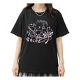thumbnail image 1 of Women Y2K Gothic Grunge Kawaii Fashion Casual Style Crew Neck Short Sleeve Goth Cartoon Cat Graphic Print T-Shirt tee top, 1 of 7