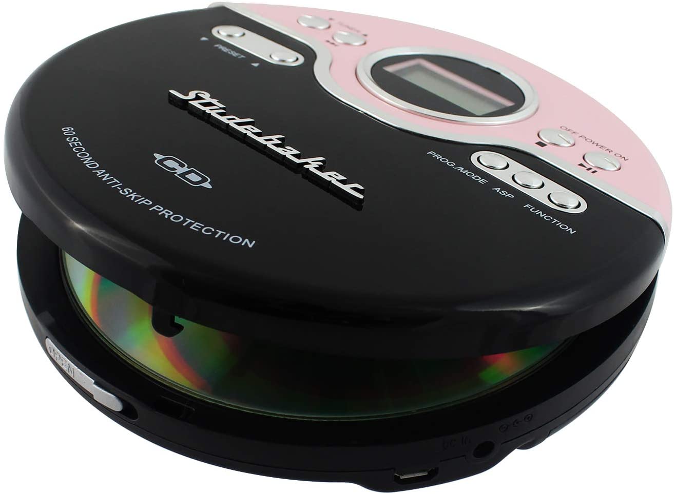 Studebaker SB3703PB Joggable Personal CD Player - FM - Bass Boost (Pink/Black)  [MISC ACCESSORY] Black, Pink - image 3 of 3