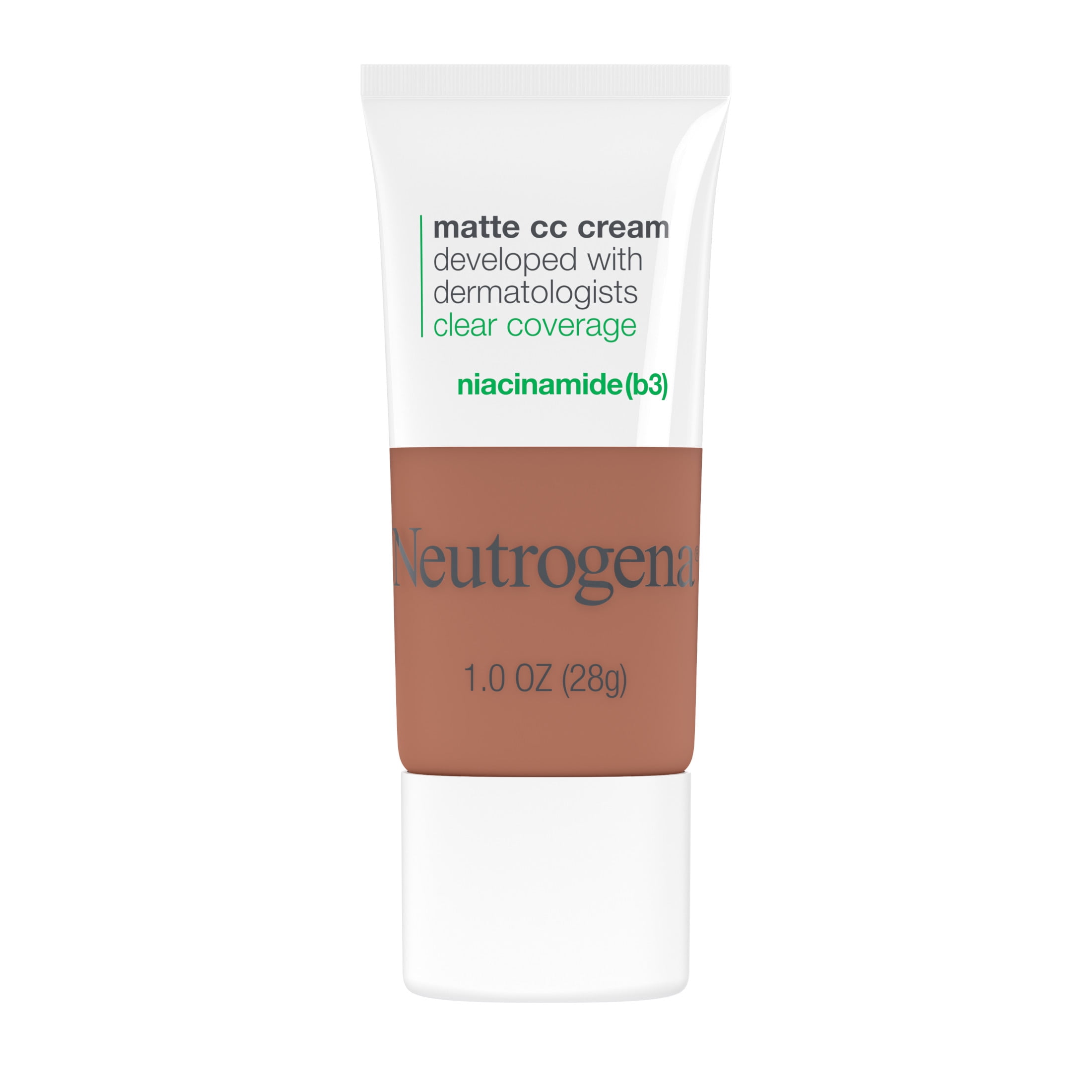 (2 pack) Neutrogena Clear Coverage Flawless Matte CC Cream, Amber, 1 oz