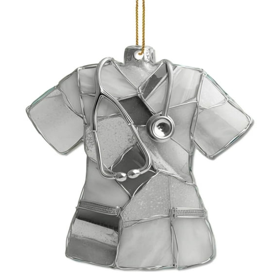 Christmas Nurse Theme Acrylic Ornament 8CM Holiday Gift for Healthcare Workers Medical Themed Christmas Tree Decoration with Red Ribbon