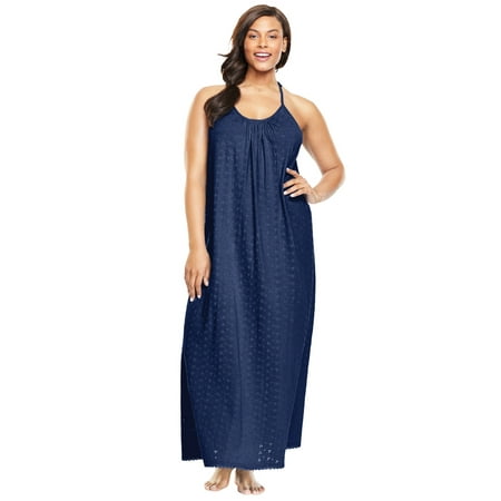 

Dreams & Co. Women s Plus Size Breezy Eyelet Knit Long Nightgown Nightgown