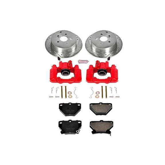 PowerStop Rear Z23 Evolution Sport Brake Pad and Rotor Kit with Red Powder Coated Calipers Fits: PONTIAC TOYOTA Select Models KC2318