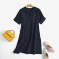 thumbnail image 3 of ZANZEA Womens Dresses Short Sleeves Solid Color Lapel Neck Casual Pullover Dress, 3 of 7