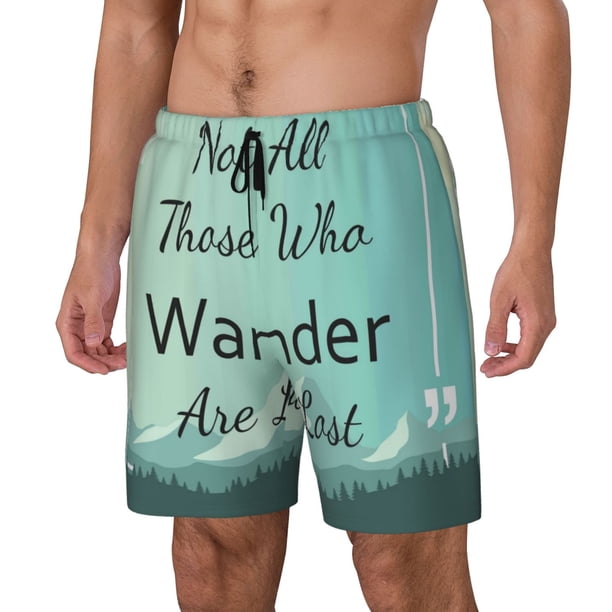 Balery Not All Those Who Wander Are Lost1 Bañador para hombre, shorts de playa de secado rápido con entrepierna y forro de compresión-XX-Large