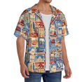 thumbnail image 2 of Balery Set Of Travel Vintage Camisa Casual de Manga Corta con Botones para Hombre, Texturizada, Estilo Cubano, para Playa, Verano-Large, 2 of 5