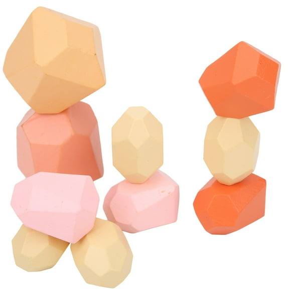 Stacking Game Rock Blocks, Lightweight Wooden Rocks Stones, Colorful For All Ages Kids Children Gift Stacked Stones Toy