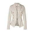 thumbnail image 2 of Fulijie Solid Color Long Sleeve Lapel Leisure Plus Coat for Women, Size S-3XL, Big&Tall Yellow, Women's Office Slimming Pure Color Suit Short Jacket Temperament Elegant Formal Jacket Jacket, 2 of 4