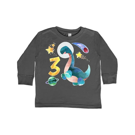

Inktastic Third Birthday Dinosaur Astronaut with Stars and Planet Gift Toddler Boy or Toddler Girl Long Sleeve T-Shirt