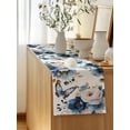 thumbnail image 5 of Table Runner 120 Inches Long for Kitchen Dining, Vintage Blue Floral Dresser Scarf Farmhouse, Dining Table Decorations for Wedding/Parties, Farmhouse Watercolor Flower Butterflies 13 x 120 In, 5 of 8